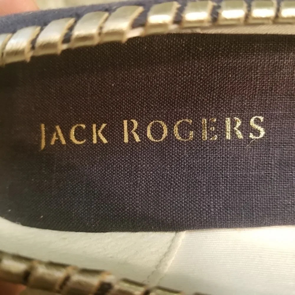 Jack Rogers Palmer Jute-wrapped Wedge Espadrille Midnight Blue Vaca‎ Beach 9.5
